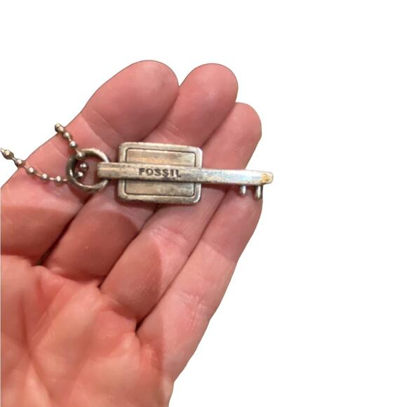 Fossil Shoulder Bag in a Dark Brown/Black with Stitching and Magnetic Closure - Picture 7 of 7